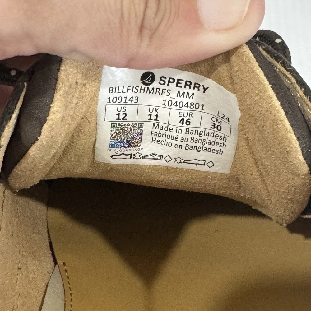 Sperry Billfish 3-Eye Boat Shoes Mens 12 Brown Nubuck Leather Preppy